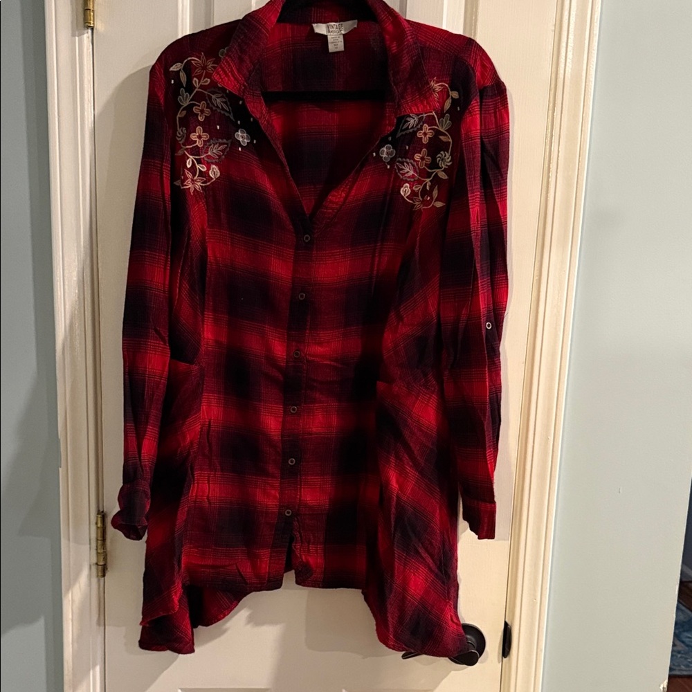 Vintage America Red and Black Plaid Shirt